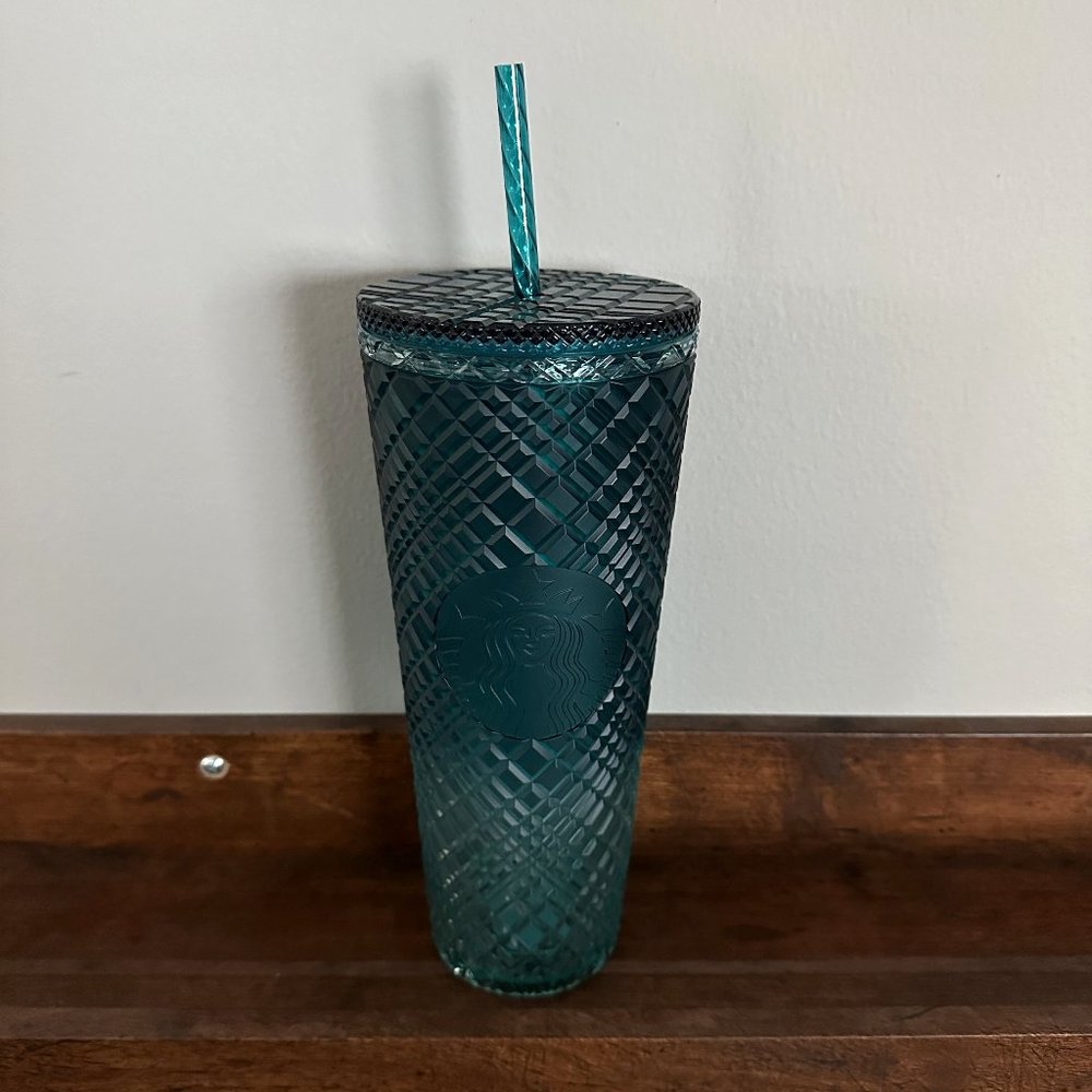STARBUCKS Jade Ombre Teal Green Jewel Venti 24oz Tumbler Clear Gradient Crystal